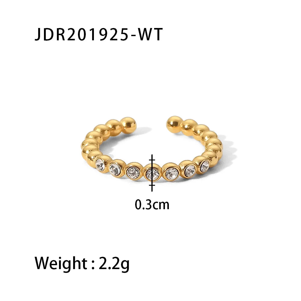 Uworld Stainless Steel Cubic Zirconia Ring Fashion Jewelry Exquisite Wedding Engagement Finger Ring for Women Bijoux Femme Gift - YDKM