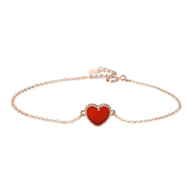 Creative Pattern Hollow Heart New Red Agate Bracelet Copper Plated Rose Gold Simple And Versatile Accessories Wholesale - YDKM