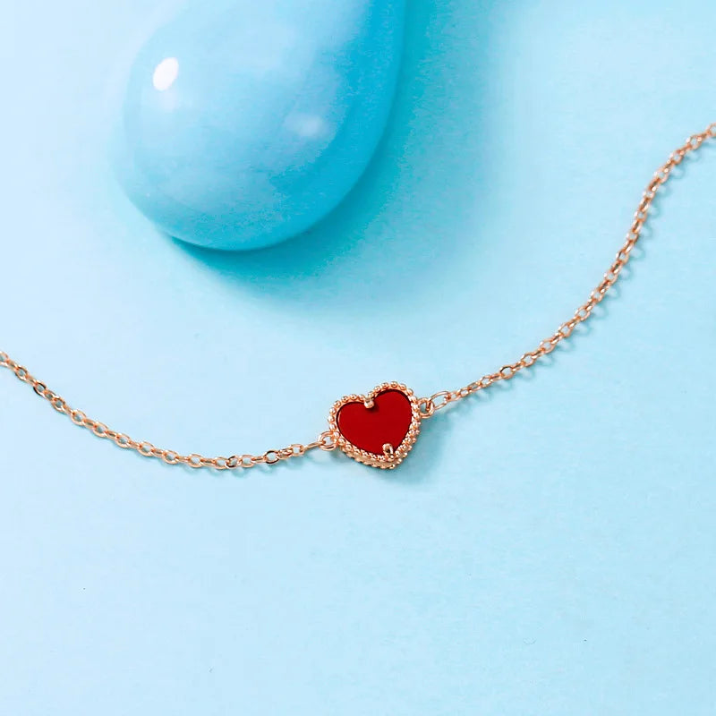 Creative Pattern Hollow Heart New Red Agate Bracelet Copper Plated Rose Gold Simple And Versatile Accessories Wholesale - YDKM