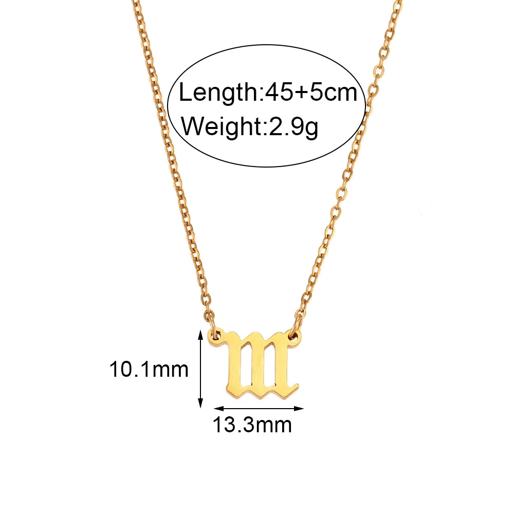 Stainless Steel Classicial Lucky Number Gold Plated Necklace - YDKM