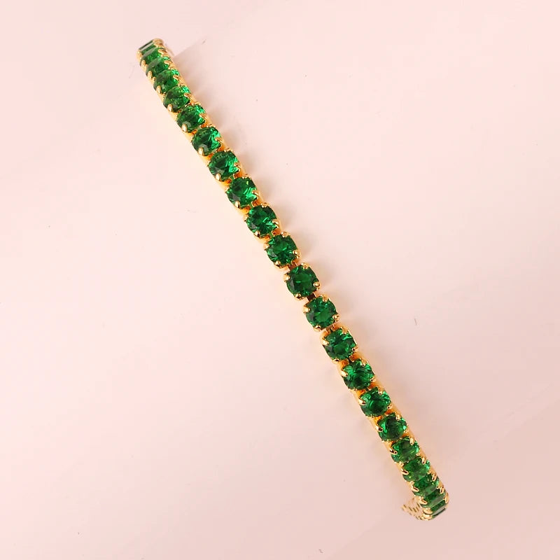 New Emerald Geen Zircon Gold Color Charm Bracelets For Girls Gold Filled Fashion Jewelry Party Women Luxury Accessories Bracelet - YDKM