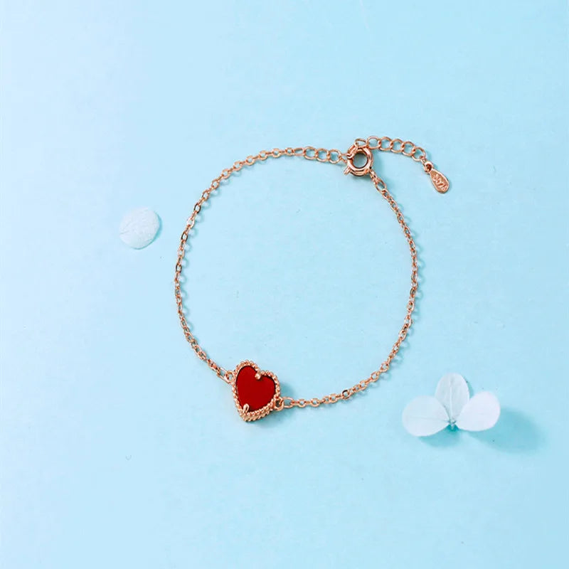 Creative Pattern Hollow Heart New Red Agate Bracelet Copper Plated Rose Gold Simple And Versatile Accessories Wholesale - YDKM