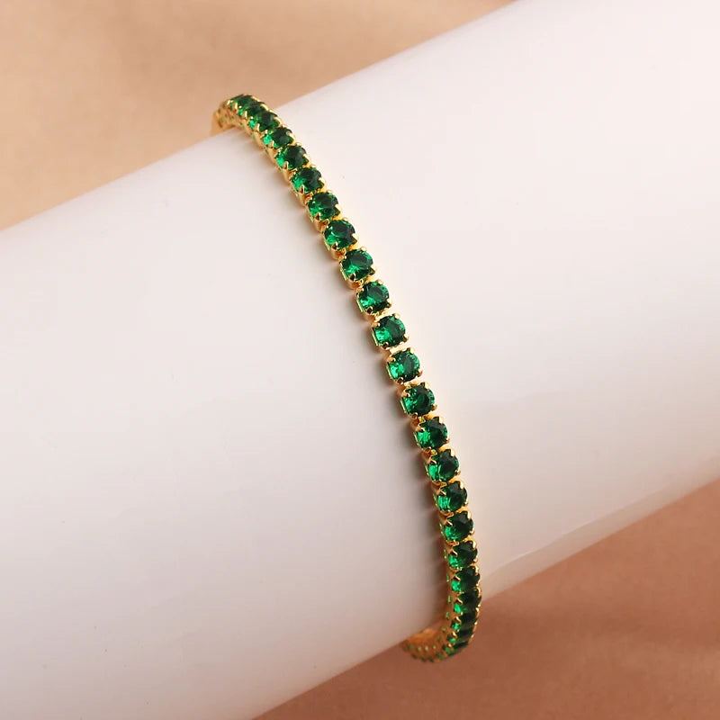 New Emerald Geen Zircon Gold Color Charm Bracelets For Girls Gold Filled Fashion Jewelry Party Women Luxury Accessories Bracelet - YDKM