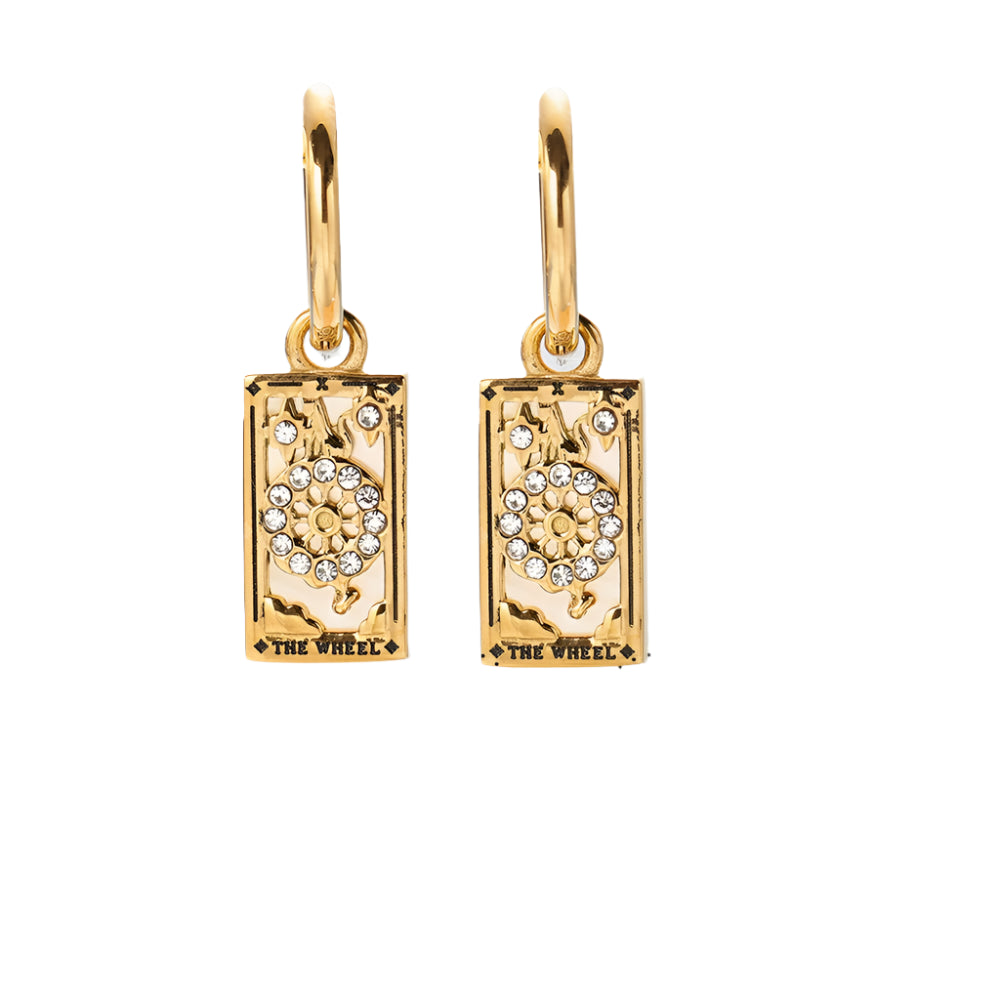 New Tarot Cards Chunky Hoop Earrings for Women Stainless Steel Original Tarot Queen Lover Magician Moon Drop Earrings Jewelry - YDKM