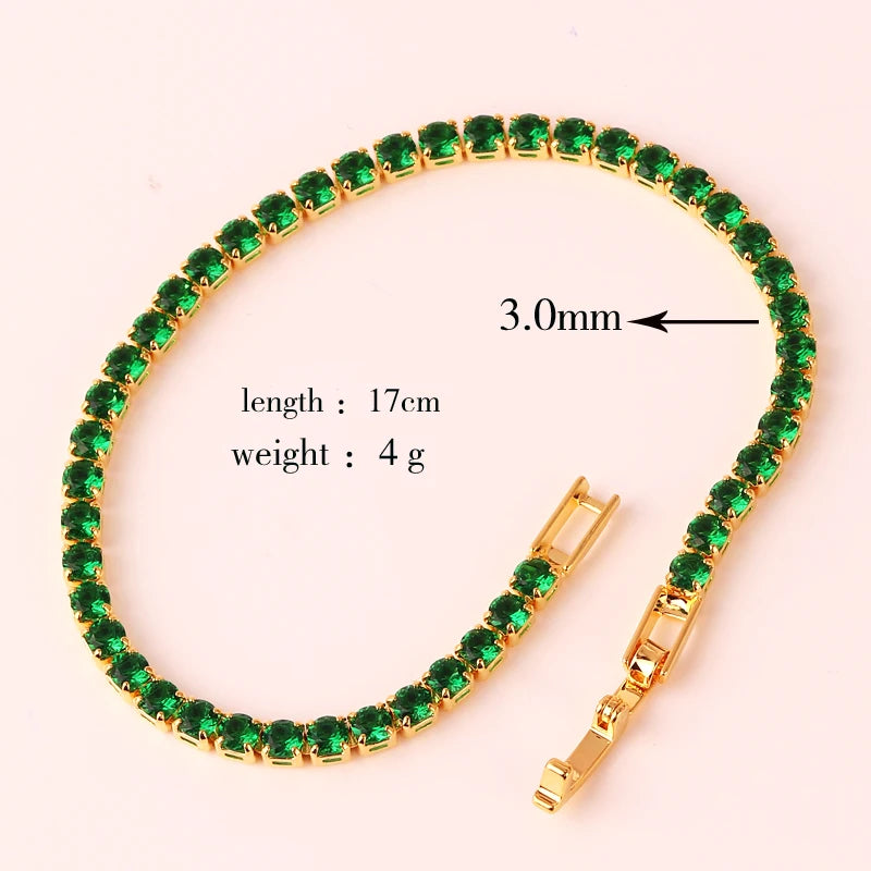 New Emerald Geen Zircon Gold Color Charm Bracelets For Girls Gold Filled Fashion Jewelry Party Women Luxury Accessories Bracelet - YDKM