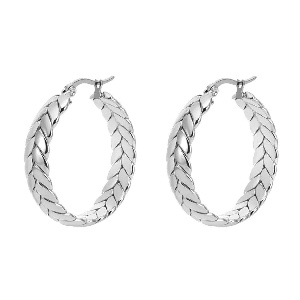 1Pair Wheat Hoop Earrings Stainless Steel Not Fade Ear Rings for Women Fashions Jewelry - YDKM