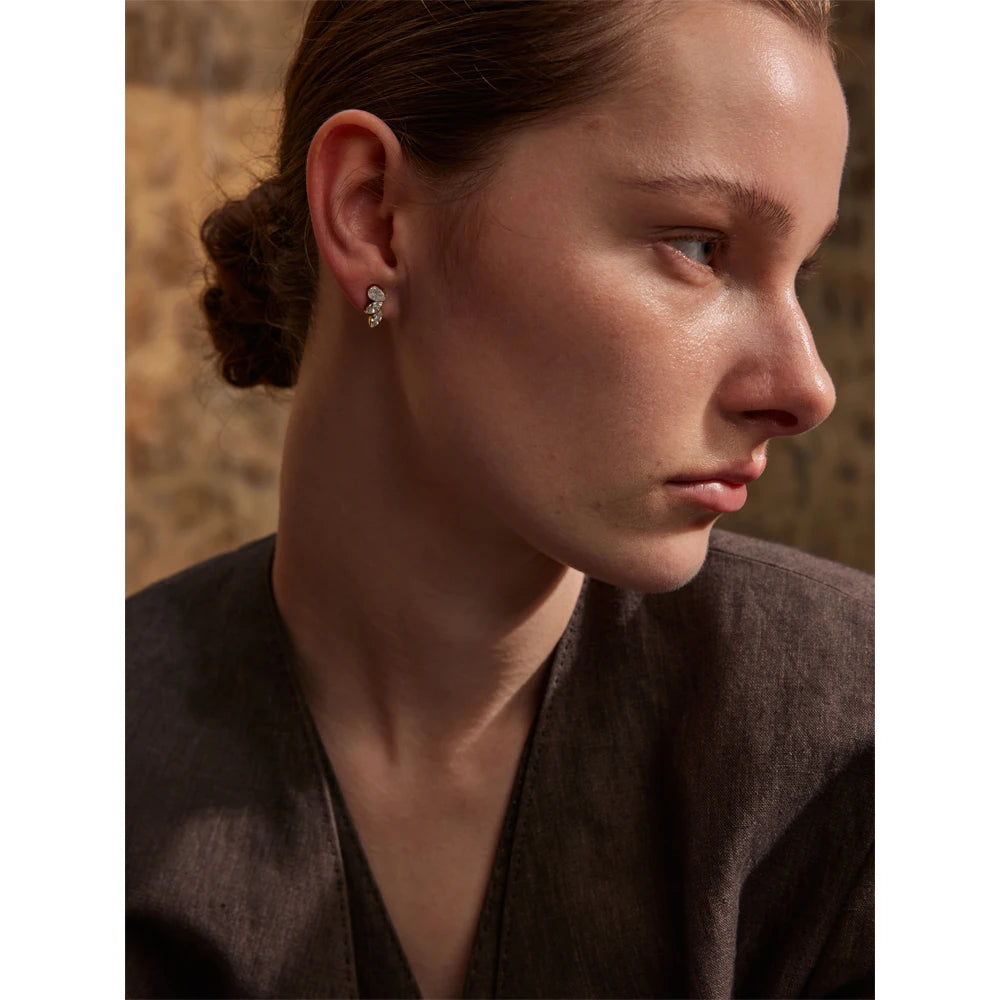 Yhpup Waterproo Shiny Cubic Zirconia Exquisite Wing Small Stud Earrings Daily for Women Wholesale Stainless Steel Chic Jewelry - YDKM
