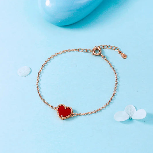 Creative Pattern Hollow Heart New Red Agate Bracelet Copper Plated Rose Gold Simple And Versatile Accessories Wholesale - YDKM