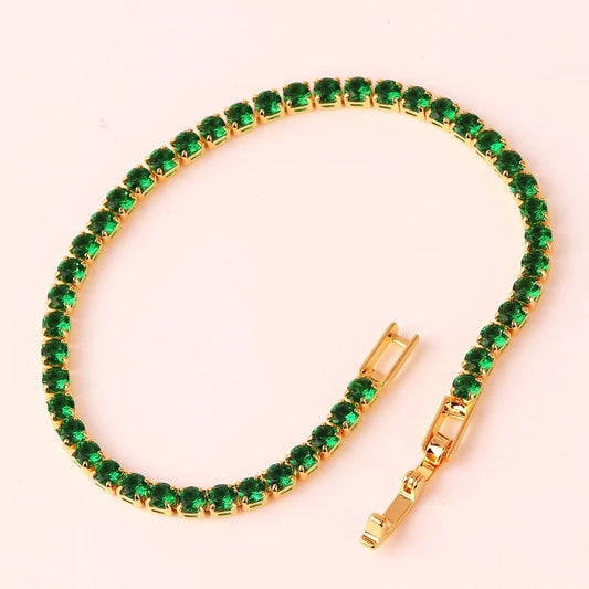 New Emerald Geen Zircon Gold Color Charm Bracelets For Girls Gold Filled Fashion Jewelry Party Women Luxury Accessories Bracelet - YDKM