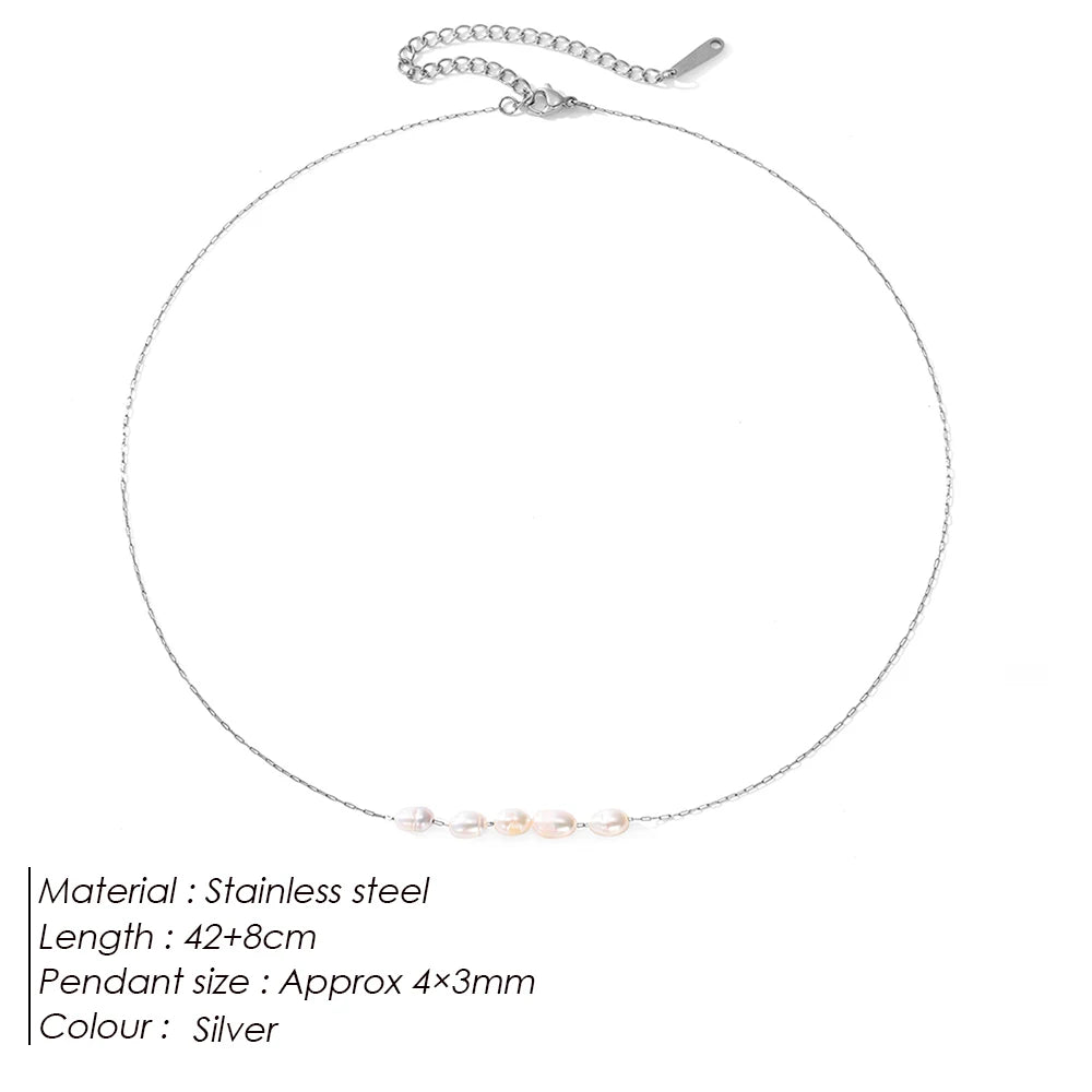 eManco Hot Simple 5 Create Pearls Choker Necklaces Wedding Bride Jewelry Women's Gold Color Chocker Necklace Female Party Gift - YDKM