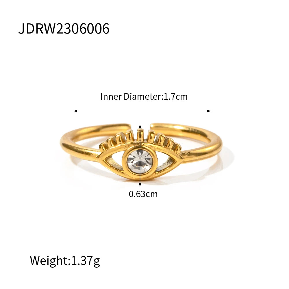 Youthway Trendy Zircon Devil's Eye Stainless Steel Ring 18K Gold Plated Waterproof Charm Jewelry for Girls Women 2023 NEW - YDKM