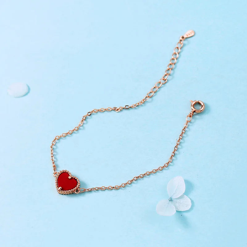 Creative Pattern Hollow Heart New Red Agate Bracelet Copper Plated Rose Gold Simple And Versatile Accessories Wholesale - YDKM