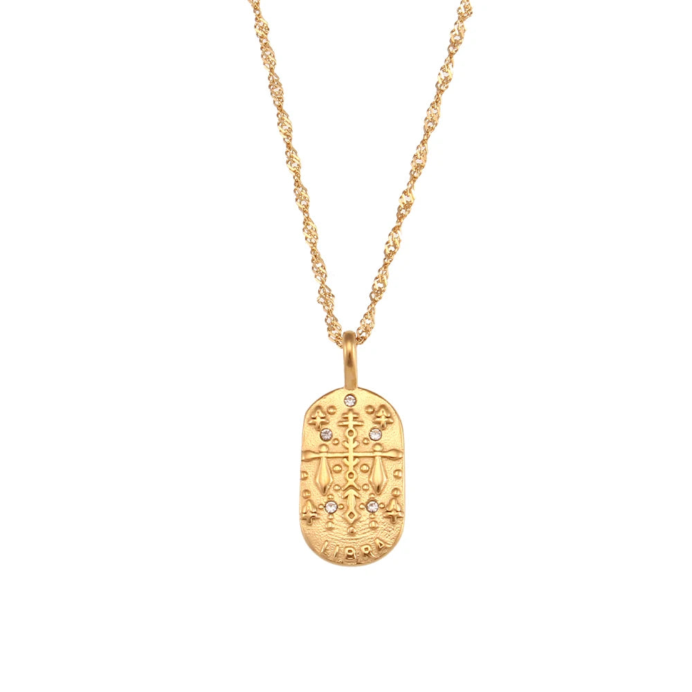 2023 Fashion Casting Zircon Zodiac Sign Bright Necklace For Woman Neck Jewelry Stainless Steel Constellation Custom Necklaces - YDKM