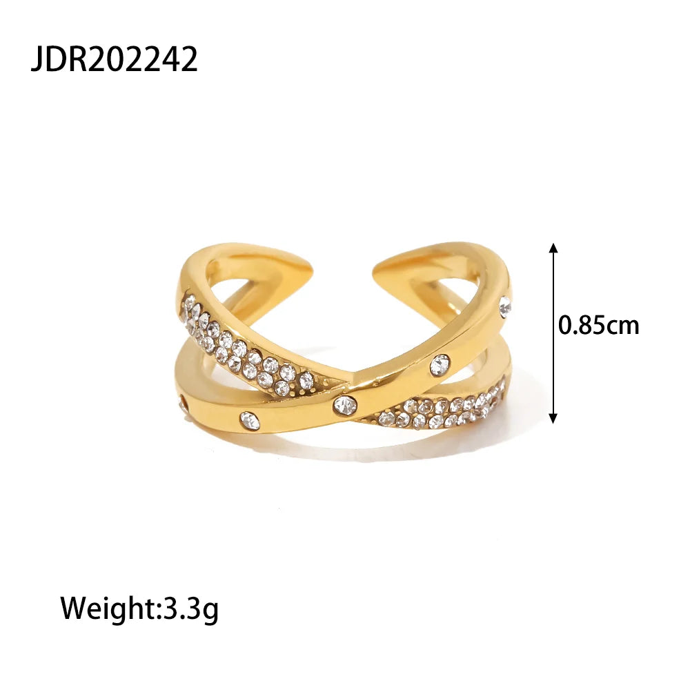 Uworld Stainless Steel Cubic Zirconia Ring Fashion Jewelry Exquisite Wedding Engagement Finger Ring for Women Bijoux Femme Gift - YDKM