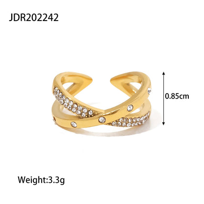 Uworld Stainless Steel Cubic Zirconia Ring Fashion Jewelry Exquisite Wedding Engagement Finger Ring for Women Bijoux Femme Gift - YDKM
