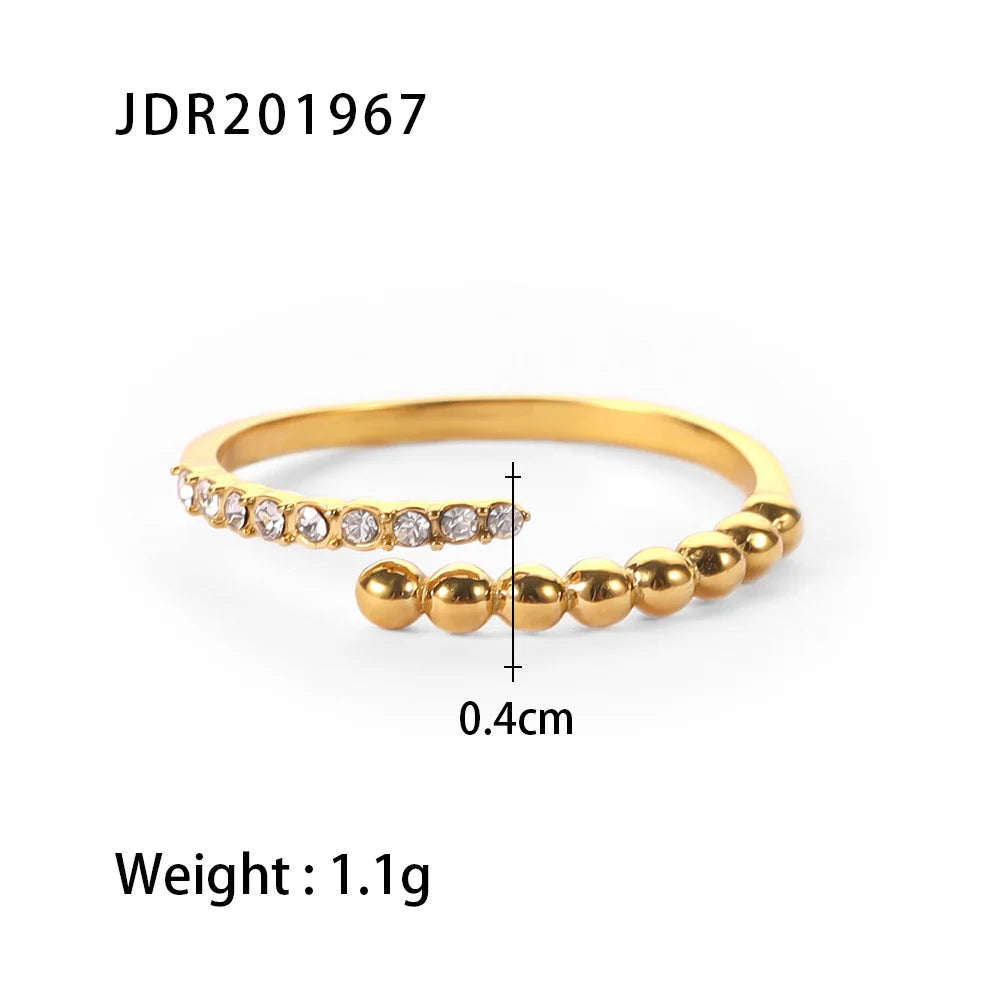 Uworld Stainless Steel Cubic Zirconia Ring Fashion Jewelry Exquisite Wedding Engagement Finger Ring for Women Bijoux Femme Gift - YDKM