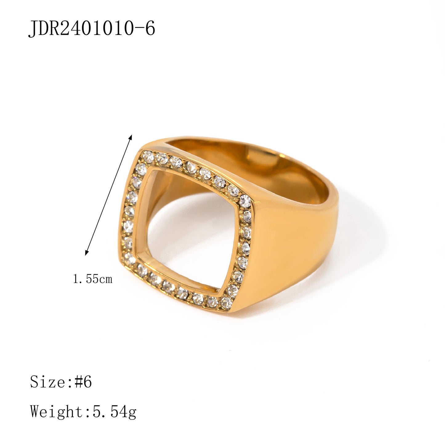 Uworld Stainless Steel Cubic Zirconia Ring Fashion Jewelry Exquisite Wedding Engagement Finger Ring for Women Bijoux Femme Gift - YDKM