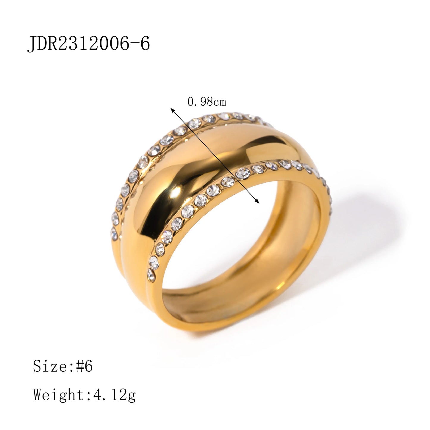 Uworld Stainless Steel Cubic Zirconia Ring Fashion Jewelry Exquisite Wedding Engagement Finger Ring for Women Bijoux Femme Gift - YDKM