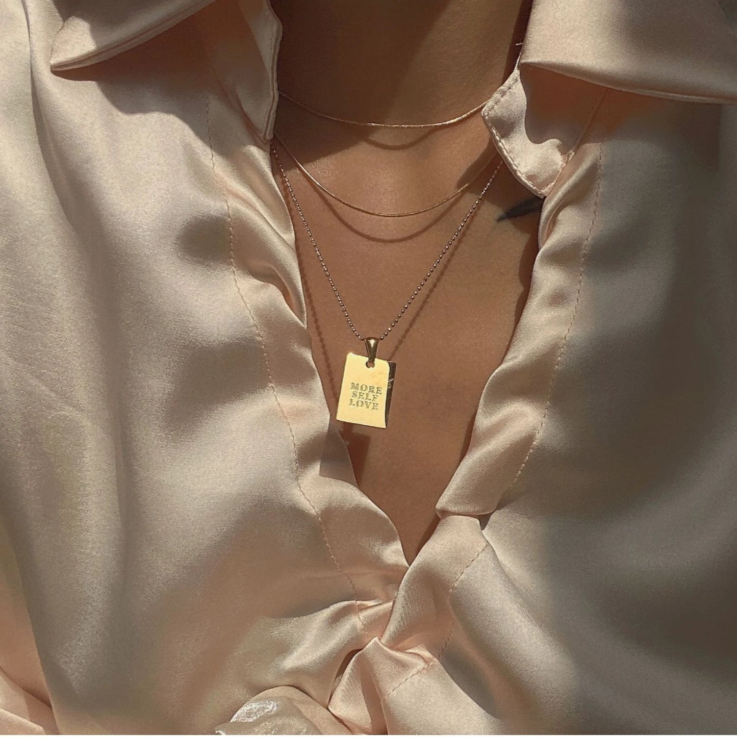 Vintage Couple Jewelry Motto Engraved Square Pendant Pure 18k Gold Plated Necklaces for Women Stainless Steel Men's Chain Beads - YDKM