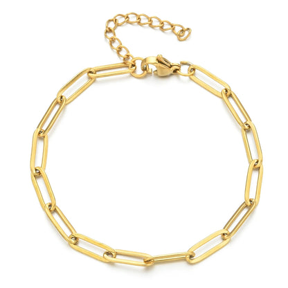ZMZY Boho Stainless Steel Chain Bracelets For Man Women Gold Color Jewelry DIY Oval Chain Adjustable - YDKM