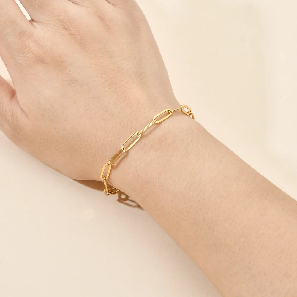 ZMZY Boho Stainless Steel Chain Bracelets For Man Women Gold Color Jewelry DIY Oval Chain Adjustable - YDKM