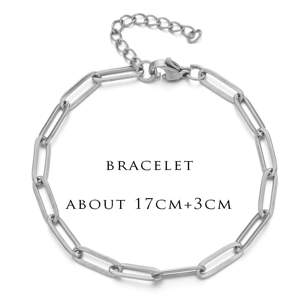 ZMZY Boho Stainless Steel Chain Bracelets For Man Women Gold Color Jewelry DIY Oval Chain Adjustable - YDKM