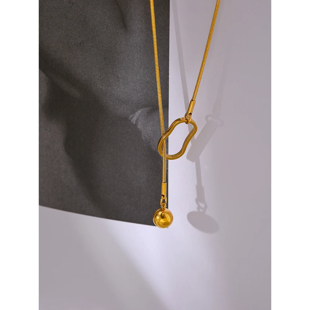 Yhpup Trendy Long Bib Chain Stainless Steel Necklace Women Summer Geometric Collar Charm Jewelry цепочка на шею женская Gift - YDKM