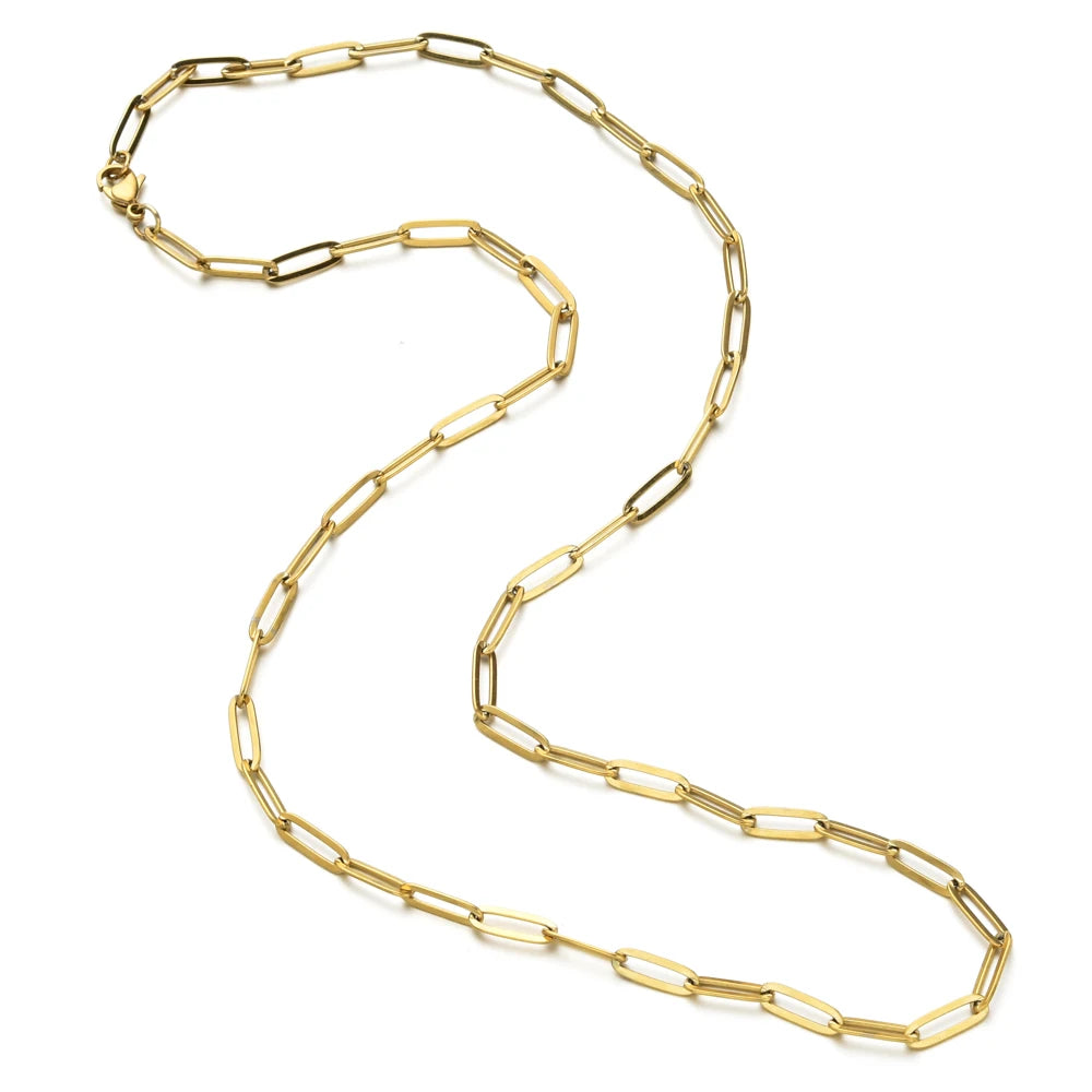ZMZY Boho Stainless Steel Chain Bracelets For Man Women Gold Color Jewelry DIY Oval Chain Adjustable - YDKM