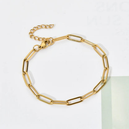 ZMZY Boho Stainless Steel Chain Bracelets For Man Women Gold Color Jewelry DIY Oval Chain Adjustable - YDKM
