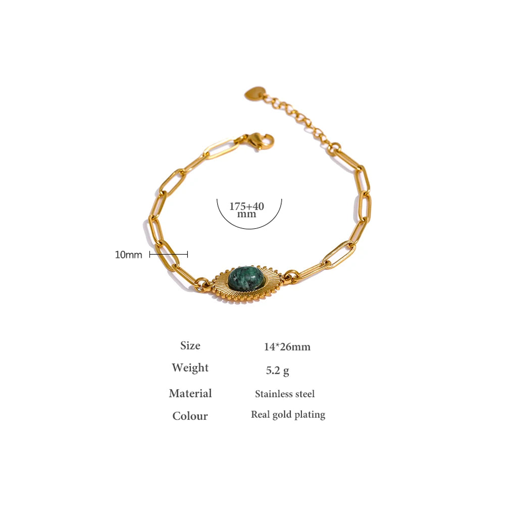 Yhpup Stainless Steel African Turquoise Chain Bracelet High Quality Jewelry Fashion Metal for Women браслеты женские Waterproof - YDKM