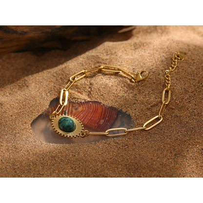 Yhpup Stainless Steel African Turquoise Chain Bracelet High Quality Jewelry Fashion Metal for Women браслеты женские Waterproof - YDKM