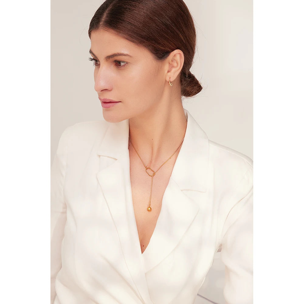 Yhpup Trendy Long Bib Chain Stainless Steel Necklace Women Summer Geometric Collar Charm Jewelry цепочка на шею женская Gift - YDKM