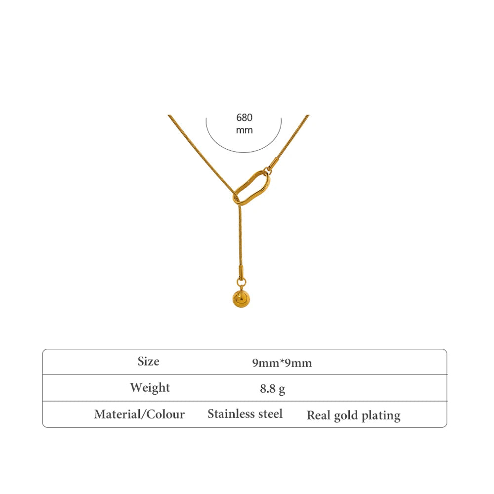 Yhpup Trendy Long Bib Chain Stainless Steel Necklace Women Summer Geometric Collar Charm Jewelry цепочка на шею женская Gift - YDKM