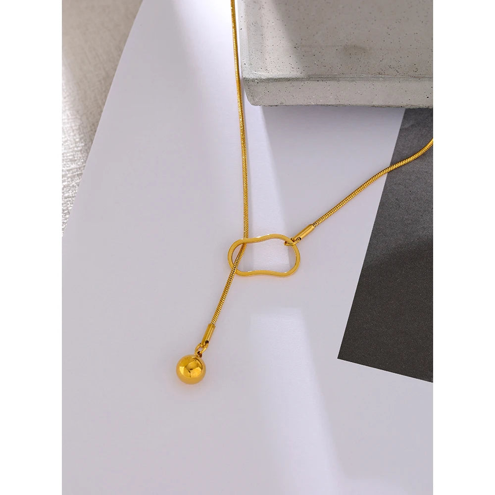 Yhpup Trendy Long Bib Chain Stainless Steel Necklace Women Summer Geometric Collar Charm Jewelry цепочка на шею женская Gift - YDKM