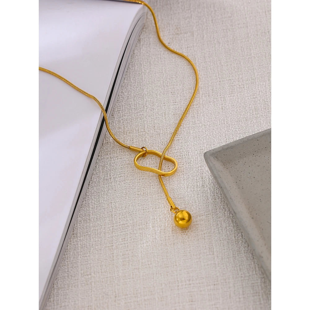Yhpup Trendy Long Bib Chain Stainless Steel Necklace Women Summer Geometric Collar Charm Jewelry цепочка на шею женская Gift - YDKM