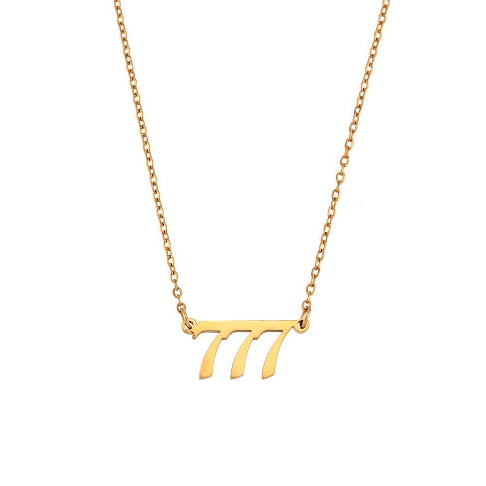 Stainless Steel Classicial Lucky Number Gold Plated Necklace - YDKM