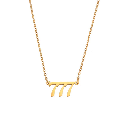 Stainless Steel Classicial Lucky Number Gold Plated Necklace - YDKM
