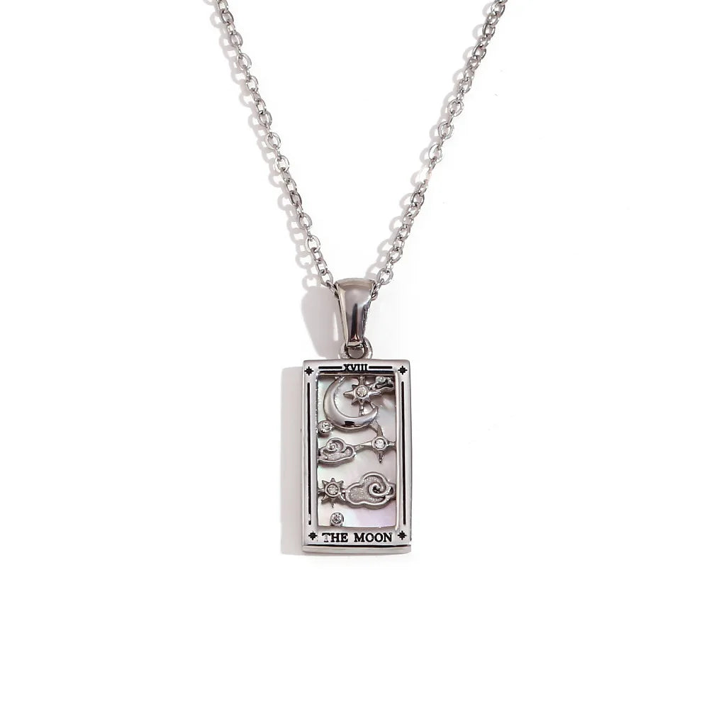 2024 New Tarot Queen Lover Magician Moon Necklace Tarnish Free Stainless Steel Collar Necklace Jewelry 18K Gold Plated Decor - YDKM
