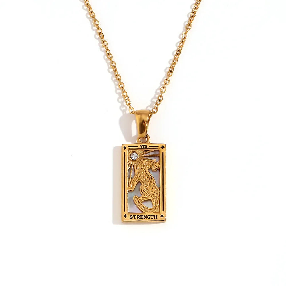2024 New Tarot Queen Lover Magician Moon Necklace Tarnish Free Stainless Steel Collar Necklace Jewelry 18K Gold Plated Decor - YDKM