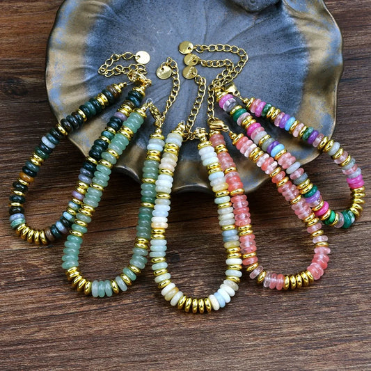 New Natural Stone Dopamine Colored Beaded Bracelet Sweet Bohemian Natural Crystal Bracelet Casual Beaded Bracelet - YDKM
