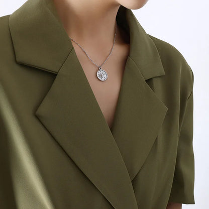 18K Gold Plated Stainless Steel Fresh Moon Sun Round Pendant Necklaces - YDKM