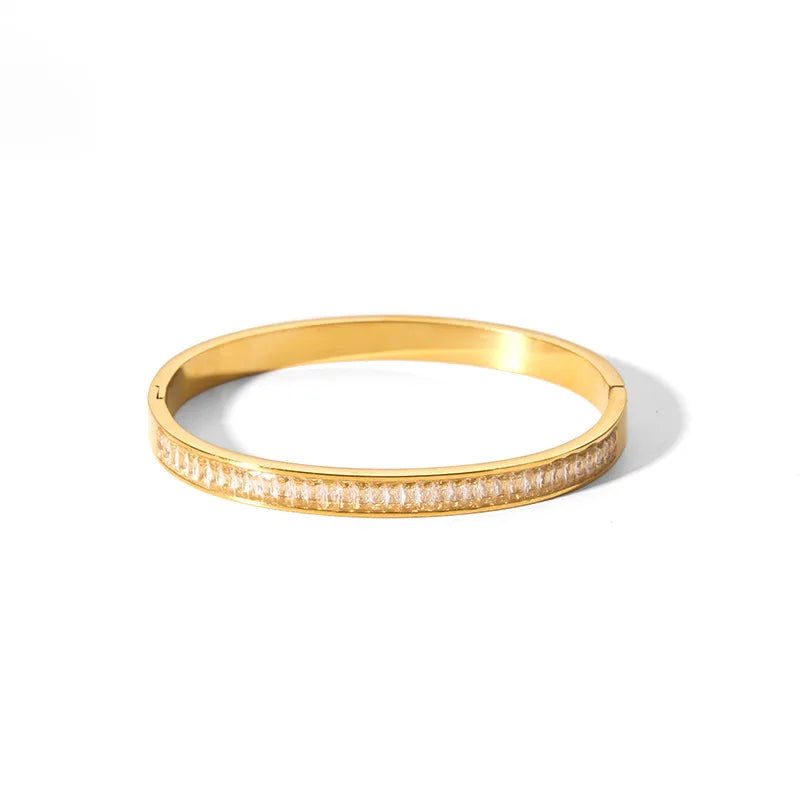 New Waterproof Cubic Zirconia Bangles Stainless Steel Bracelets Tarnish Free  Jewelry for Women Factory Wholesales Customize - YDKM