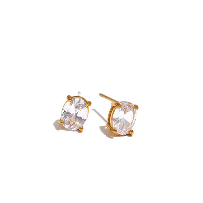 Yhpup Tarnish Free Chic White Green Cubic Zirconia Adjustable Stainless Steel Ring 18k Gold Plated Finger Jewelry Korean Women - YDKM