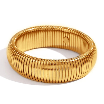 E.B.belle 20mm Chunky Wide 18K Gold Plated Silver Color Arm Wrist Bracelet Bangles Women pulseras de acero inoxidable para mujer - YDKM