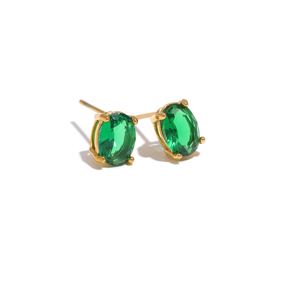Yhpup Tarnish Free Chic White Green Cubic Zirconia Adjustable Stainless Steel Ring 18k Gold Plated Finger Jewelry Korean Women - YDKM
