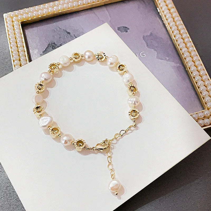 High Quality Fashion Natural Freshwater Pearl 14K Gold Filled Female Charm Bracelet Jewelry For Women Christmas Gifts - YDKM