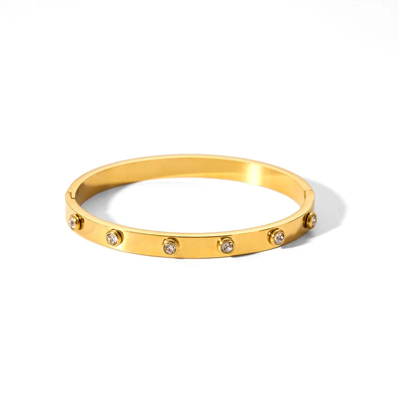 New Waterproof Cubic Zirconia Bangles Stainless Steel Bracelets Tarnish Free  Jewelry for Women Factory Wholesales Customize - YDKM