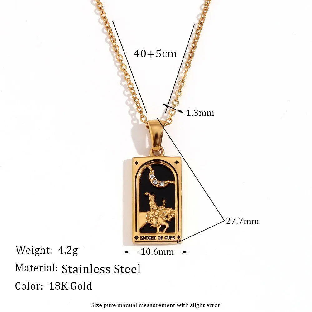 2024 New Tarot Queen Lover Magician Moon Necklace Tarnish Free Stainless Steel Collar Necklace Jewelry 18K Gold Plated Decor - YDKM