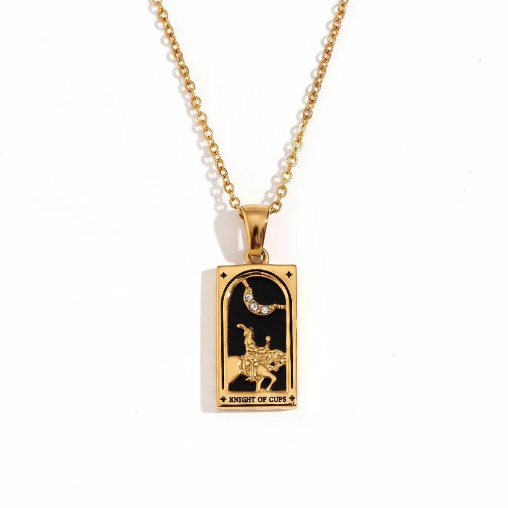 2024 New Tarot Queen Lover Magician Moon Necklace Tarnish Free Stainless Steel Collar Necklace Jewelry 18K Gold Plated Decor - YDKM