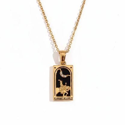 2024 New Tarot Queen Lover Magician Moon Necklace Tarnish Free Stainless Steel Collar Necklace Jewelry 18K Gold Plated Decor - YDKM